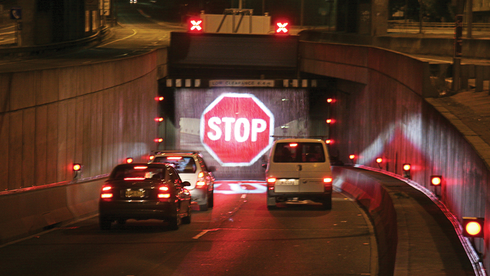 Sydney Harbour Softstop water curtain stop sign