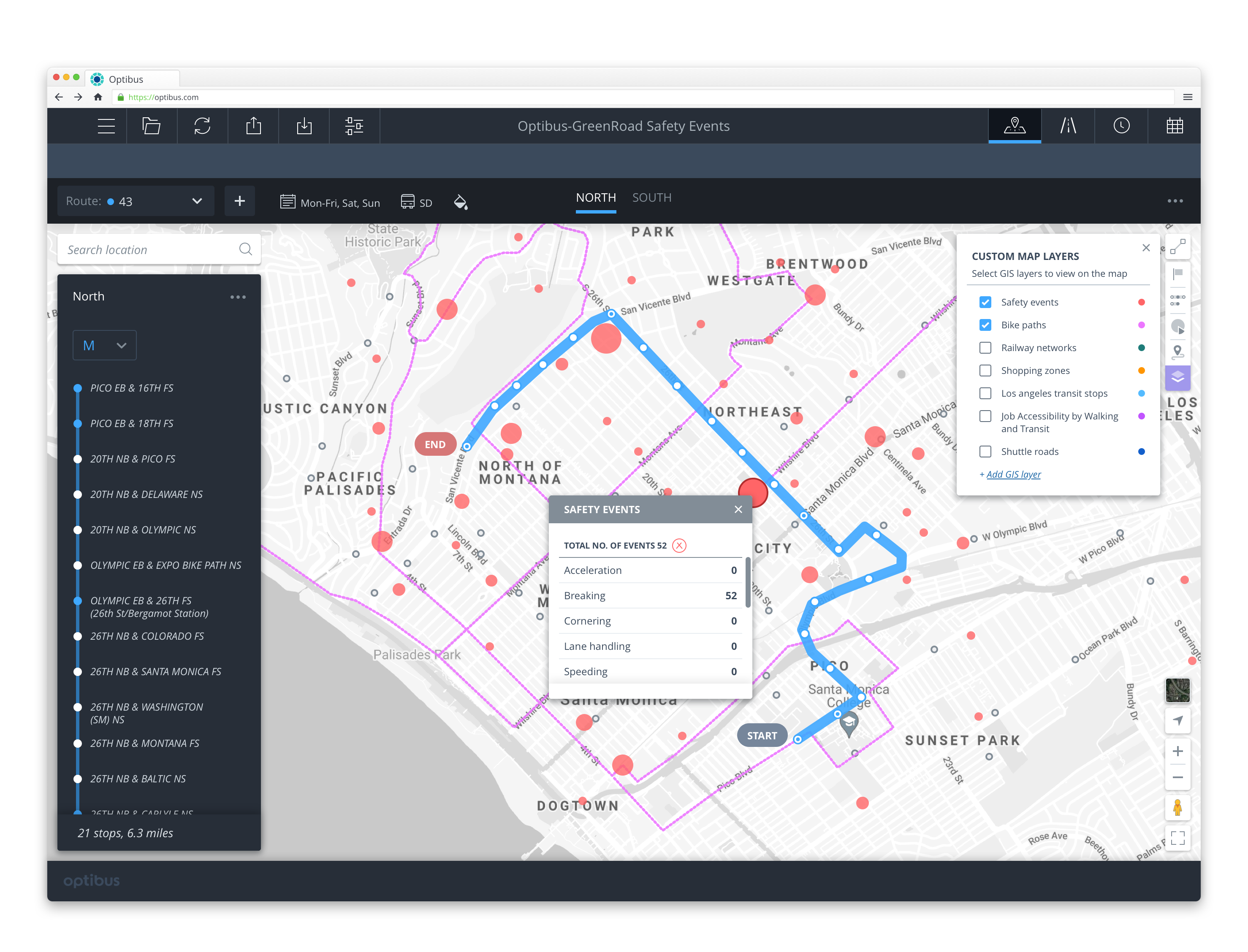 Optibus GreenRoad Technologies road safety data Safety Heat Map transportation planning 