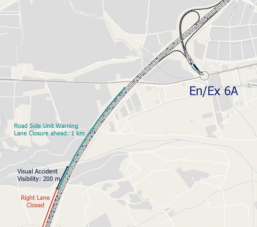 Location of the lane closure event used to evaluate the Road Works Warning service