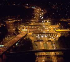 View of the south side of the Dartford Crossing showing the old toll plazas