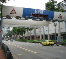 An electronic road pricing gantry in Singapore