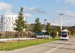 EasyMile autonomous shuttle Oncopole medical campus France Toulouse SAM project