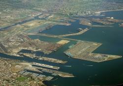 Aerial view of Los Angeles and Long Beach ports