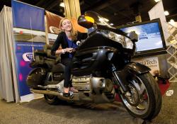 Cecilia Elpi and a Honda Goldwing motorcycle