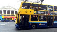 Buses passing in central Dublin