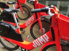 Uber's Jump bikes (pic credit: Adam Hill)