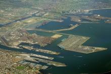 Aerial view of Los Angeles and Long Beach ports